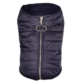 Zip-up Dog Puffer Vest (Color: black, size: medium)